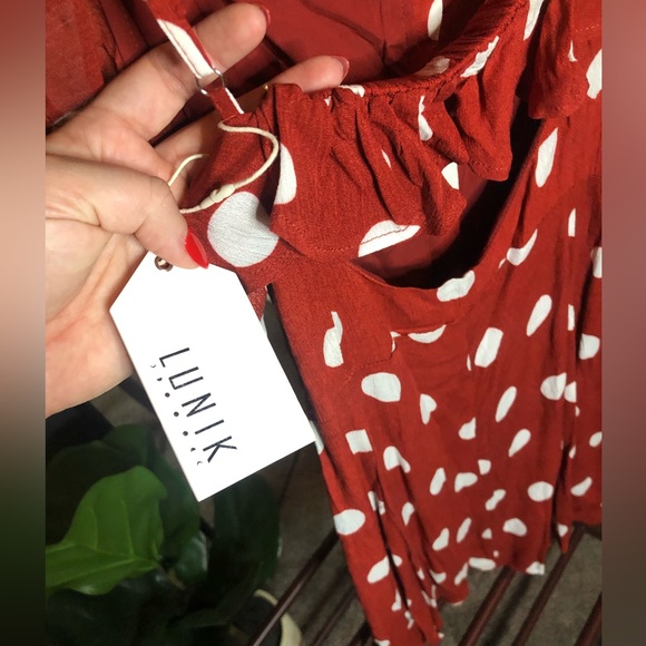 NWT Women’s Red Polka Dot Mini Dress SZ. L - Picture 5 of 15